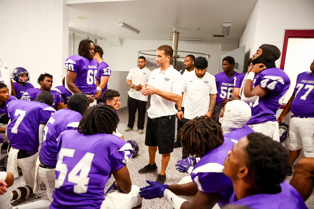 “It was tough,” Chipley (center, in white) says of his 2020 team. “We’d lost 24 kids.”